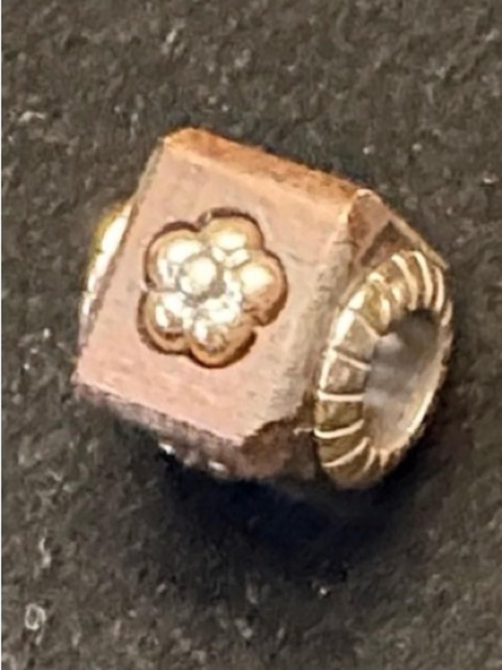 Brighton Gold-Tone Heart and Flower wooden charm bead - price for one only